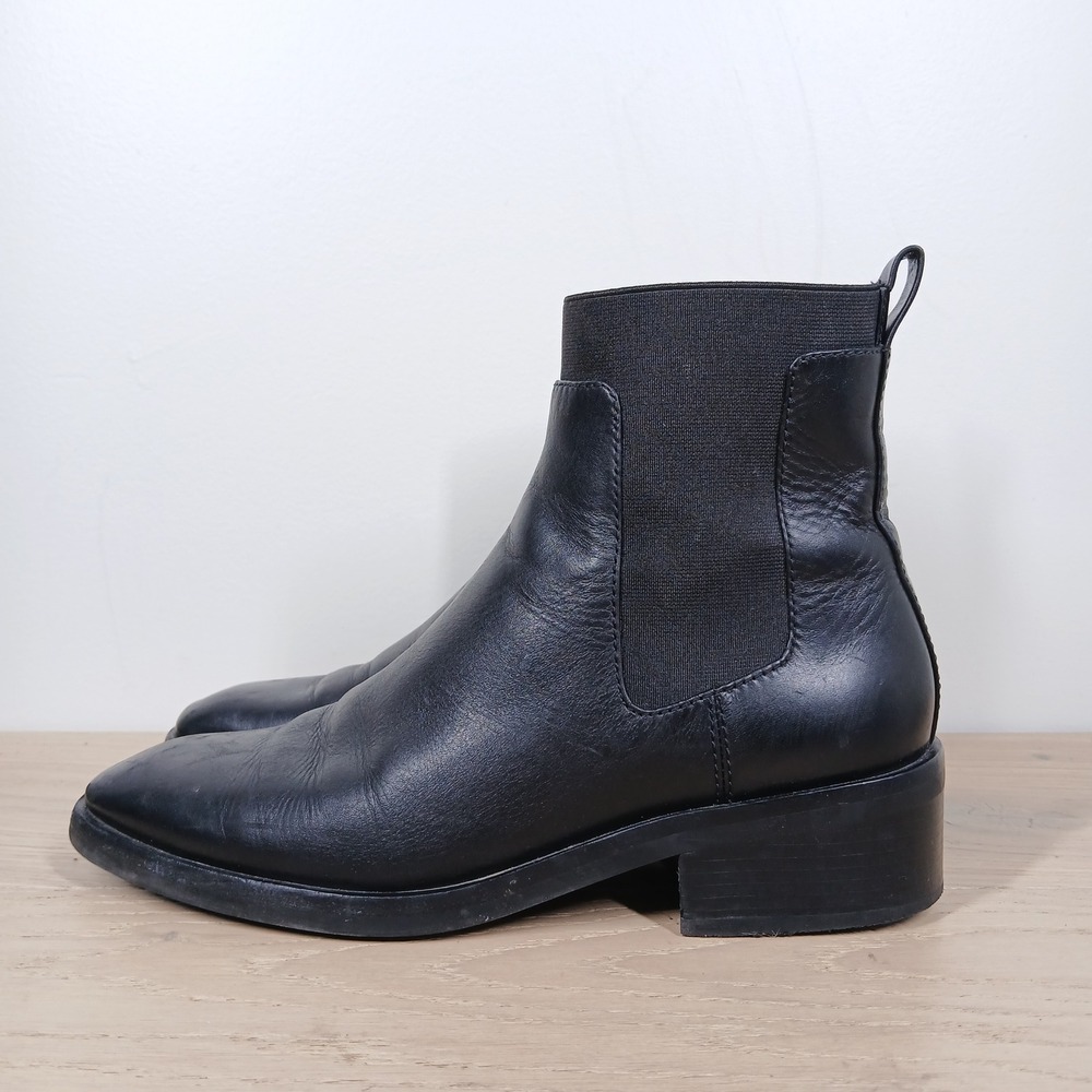 3.1 Phillip Lim Ankle Boots Women 8 Black Leather Block Heel Chelsea